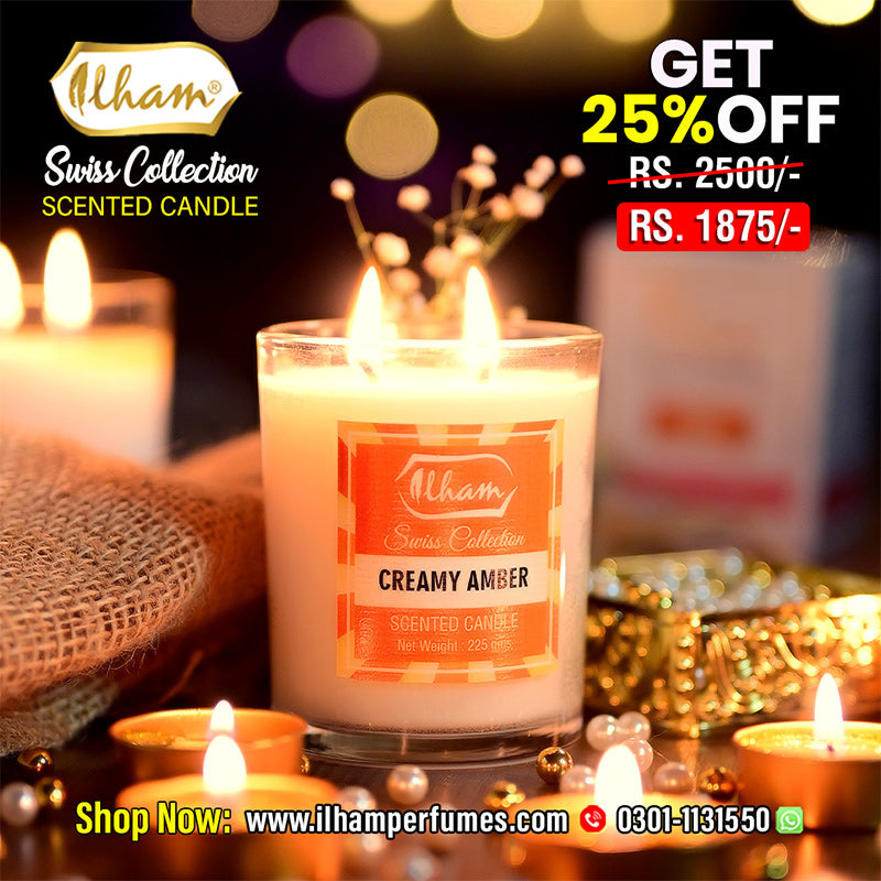 CREAMY AMBER SCENTED CANDLE